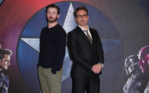 Chris Evans y Robert Downey los actores que dan vida al Capitán América y Iron Man. FOTO AP