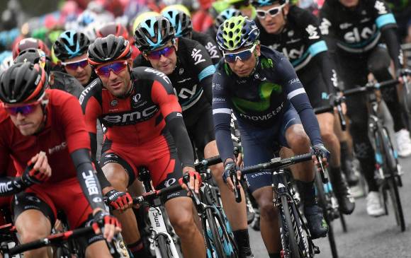 El colombiano Nairo Quintana, del Movistar, es sexto en la general del Tour de Francia. FOTO AFP