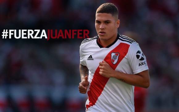 El club River Plate inicio una campaña para enviarle mensajes de ánimo al volante antioqueño que estará fuera de las canchas por seis meses. FOTO CORTESÍA RIVER PLATE