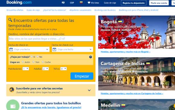 FOTO CAPTURA DE PANTALLA BOOKING COLOMBIA