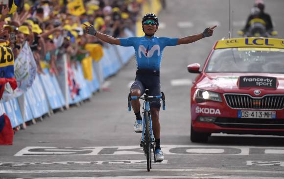 Nairo Quintana corredor colombiano, ganador de la etapa 18 del Tour de Francia. FOTO AFP