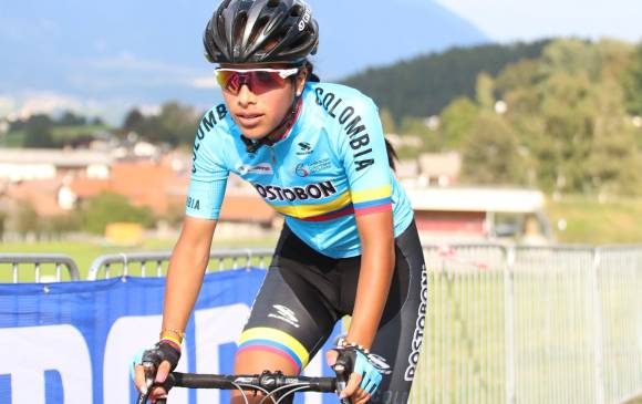 La antioqueña Érika Botero en acción en el Mundial de ciclismo en Austria. FOTO CORTESÍA-FEDECICLISMO