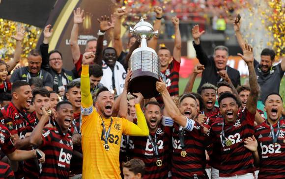 El festejo del segundo título de Copa Libertadores para Flamengo. FOTO: EFE