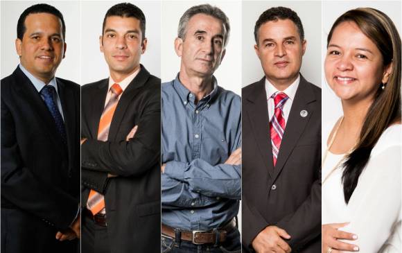 Alcalde de Itagüí, Carlos Andrés Trujillo, alcalde de La Estrella Juan Diego Echavarría, Héctor A. Monsalve, alcalde de Copacabana, Aníbal Gaviria, alcalde de Medellín y Mónica Raigoza, alcaldesa de Caldas. Fotos EL COLOMBIANO 