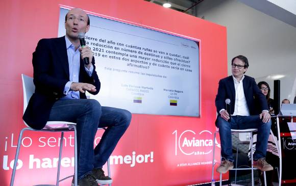 Ando van Der Werff CEO (Izquierda) y Adrián Neuhauser CFO de Avianca Holdings (Derecha). FOTO ELCOLOMBIANO