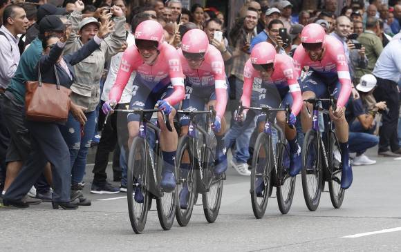 El equipo del ciclista antioqueño Rigoberto Urán se quedó con la primera etapa del Tour Colombia 2.1. FOTO MANUEL SALDARRIAGA