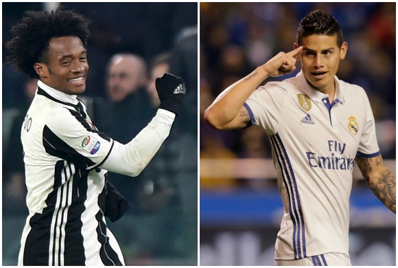 Juan Guillermo Cuadrado (Juventus) y James Rodríguez (Real Madrid) pulsan por el máximo cetro europeo. FOTOS REUTERS