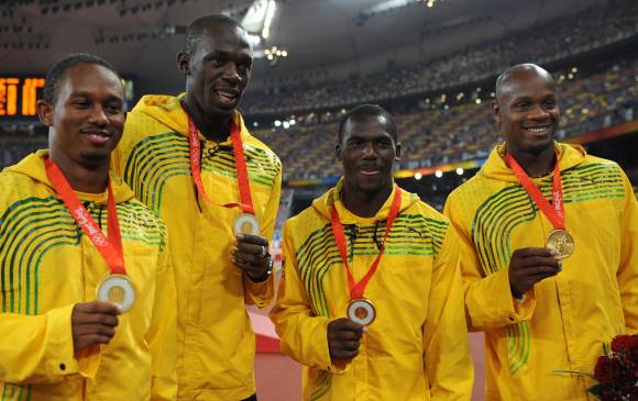 El equipo de relevos 4x100 de Jamaica tuvo que devolver la medalla de oro que obtuvo en los Olímpicos de Pekín 2008. FOTO ARCHIVO AFP
