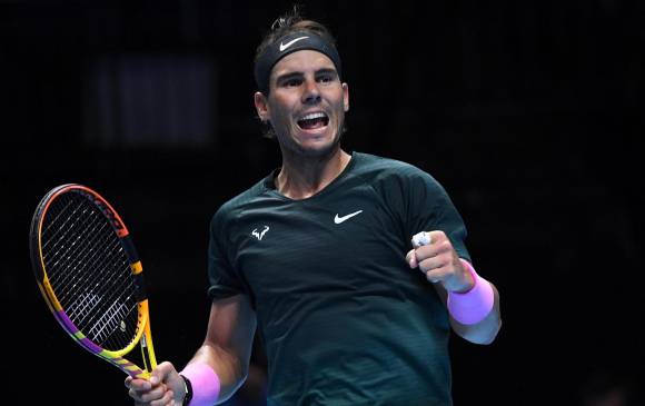 La celebración de Nadal tras su paso a semifinales del Masters. FOTO EFE