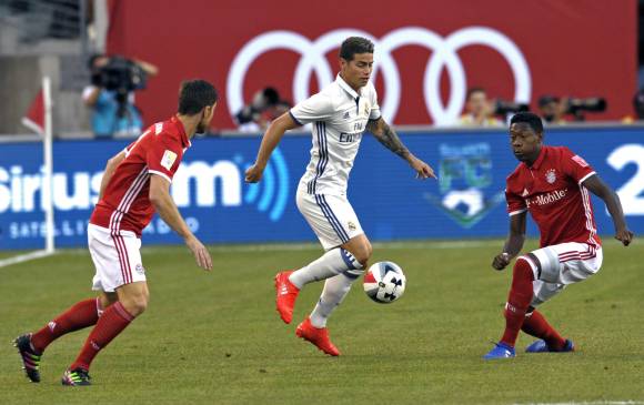 James jugó en el primer tiempo del partido amistoso ante el Bayern de Munich por la Internacional Champions Cup. FOTO AP