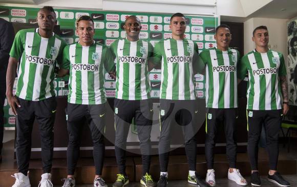 Jeisson Palacios, Dayro Moreno, Edwin Valencia, Óscar Franco, Aldo Leao Ramírez y Mariano Vázquez, son las seis contrataciones de Atlético Nacional. FOTO Jaime Pérez