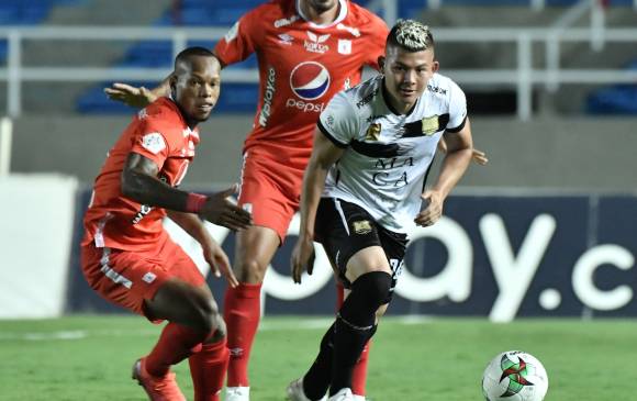 Acción de juego en el partido entre América y Rionegro. FOTO CORTESÍA DIMAYOR