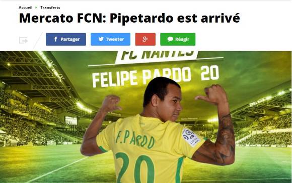 Nantes presentó así a su nuevo refuerzo: “Pipetardo”