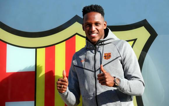 Yerry Mina, el zaguero colombiano que hace parte de la plantilla del Barcelona. FOTO REUTERS