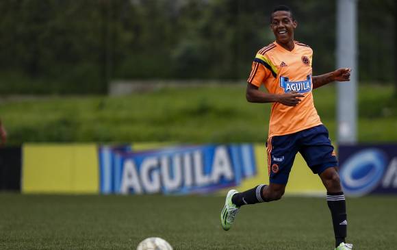 Jeison Steven Lucumí, una de las grandes figuras de la Selección Sub-20, durante uno de los entrenamientos. FOTO Colprensa