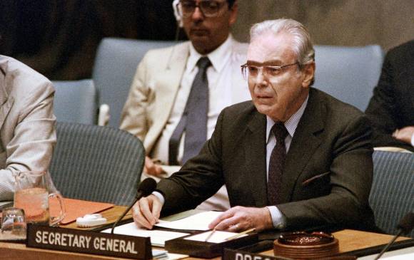 Javier Pérez de Cuéllar fue secretario general de la ONU entre 1982 y 1991. FOTO AFP