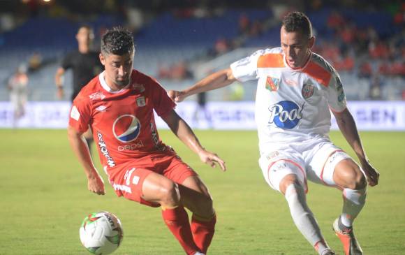Rafael Carrascal en acción de juego ante Envigado, en el partido válido por la Liga Águila-2. FOTO COLPRENSA