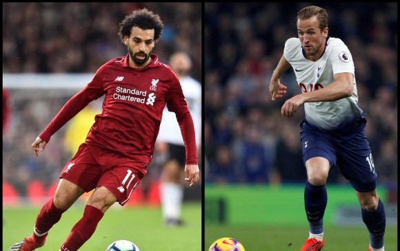 El egipcio Mohamed Salah y el inglés Harry Kane, figuras del Liverpool y Tottenham, respectivamente. FOTO AFP