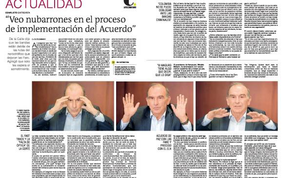 Entrevista con el exjefe negociador del Gobierno, Humberto de la Calle, el martes martes 23 de mayo. FOTO EL COLOMBIANO