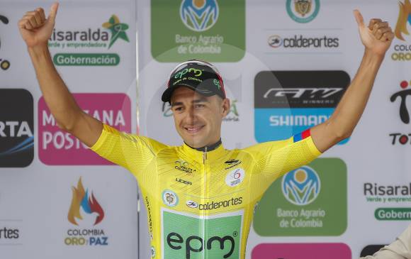 Juan Pablo Suárez, corredor del EPM y primer líder de la Vuelta a Colombia. FOTO ROBINSON SÁENZ 