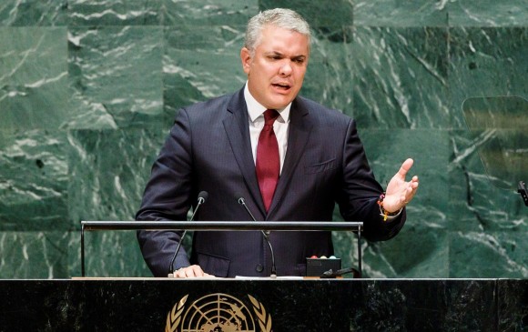En su discurso ante la ONU, el presidente Iván Duque comparó el régimen de Nicolás Maduro con la dictadura del serbio Slobodan Milosevic y trató al sucesor de Chávez de criminal. FOTO efe 