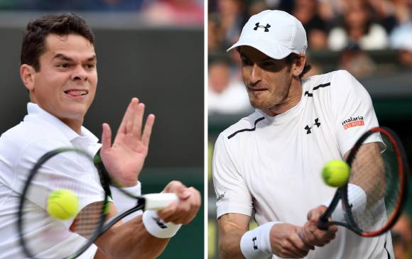 Milos Raonic y Andy Murray, los rivales de la final del tercer torneo de Grand Slam de tenis en Wimbledon, Londres. FOTOs AFP 