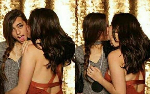 En la fotografía aparece Lucy Vives, hija del cantautor Carlos Vives, besándose en la boca con Lauren Jauregui, integrante del grupo musical ‘Fifth Harmony’. FOTO @yascamren_ 