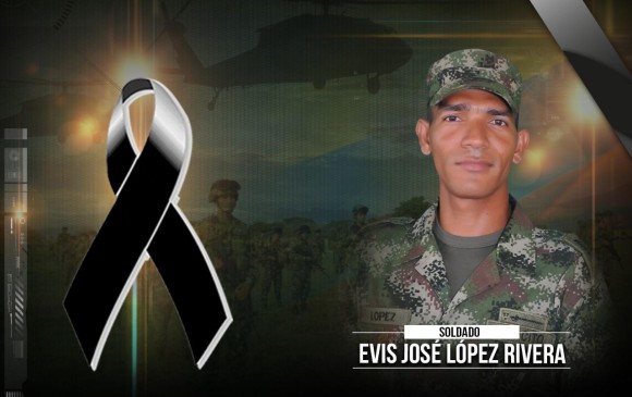 Soldado profesional Evis José López Rivera, quien trabajaba por la seguridad del sector de Mina Proyecto, municipio de Arenal. Foto: @COL_EJERCITO