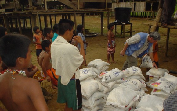 El Programa Mundial de Alimentos (PMA) también entrega ayudas en Colombia. FOTO CLARA VÉLEZ