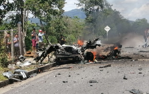 El ataque se suma a la reciente quema de seis vehículos en la carretera Medellín-Costa, en Valdivia. FOTO COLPRENSA