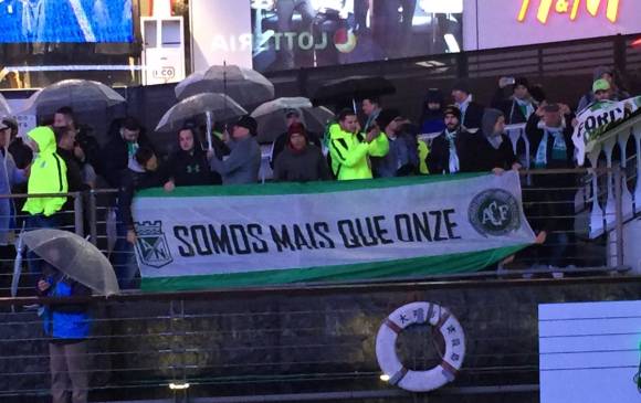 “Vamos a pintar el mundo de verde y blanco”, fue el mensaje de apoyo de Chapecoense a Nacional. FOTO Tomada de Twitter @csaristi 
