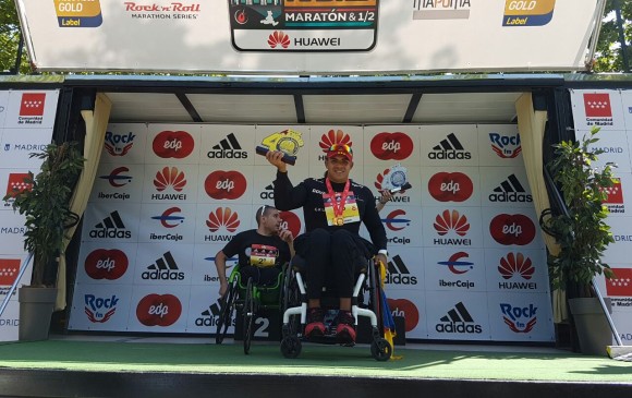 Francisco Sanclemente, el ganador de la Maratón de Madrid en sillas atléticas T54. FOTO cortesía francisco sanclemente