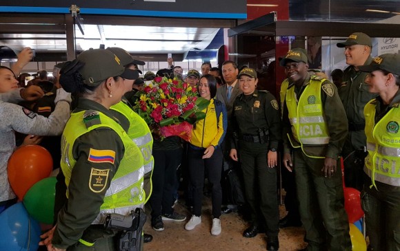 Mariana en su llegada al aeropuerto de Rionegro. FOTO CORTESÍA