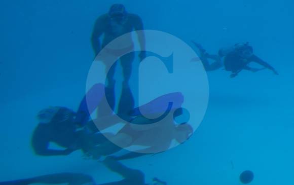 Fuerza, resistencia y habilidad se combinan bajo el agua para poder anotar en una cesta. FOTO julio césar herrera