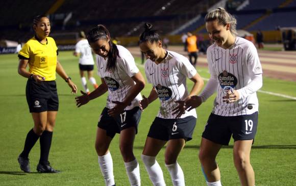 Celebración de uno de los goles de Corinthians. FOTO AFP