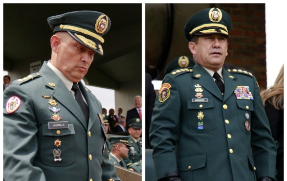 El actual comandante del Ejército el general Jaime Lasprilla y el general Juan Pablo Rodríguez, comandante de las Fuerzas Militares. FOTO ARCHIVO
