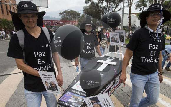 Los convocados durante la marcha del Día del Trabajo