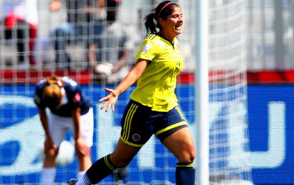 Catalina Usme también aportó un gol en el Mundial de Canadá, el 1-0 ante Francia. FOTO AFP