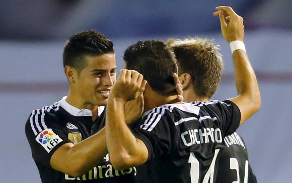 James Rodríguez volvió a celebrar para el Real Madrid en el encuentro de Liga de España frente al Celta de Vigo. FOTO afp