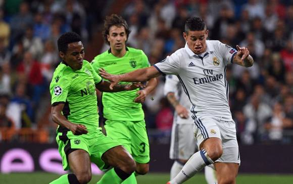 James Rodríguez fue el tercer cambio ayer de Zidane, pero junto a Morata fueron los que mejor rindieron ante el S. Lisboa. FOTO afp