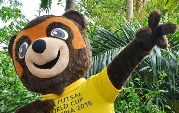 El oso de anteojos es la mascota oficial de la Copa Mundial de Fútsal Fifa Colombia 2016. FOTO COLPRENSA