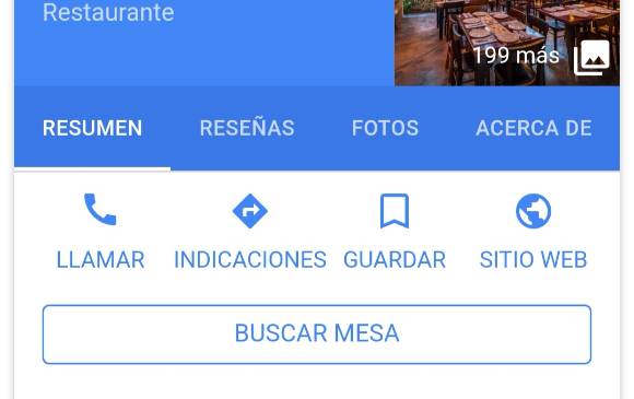 Así se ve la opción que permite reservar una mesa. FOTO: captura de pantalla. 