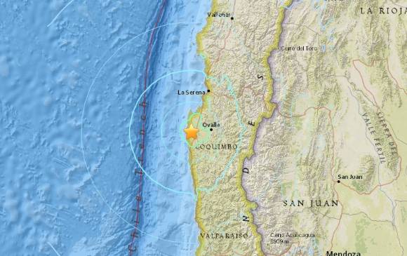 Este fue el epicentro del sismo de 6,3 que se sintió en la zona costera central de Chile. Imagen Cortesía usgs.gov