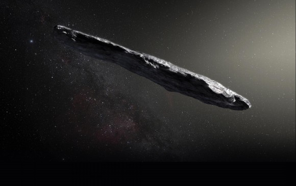 Impresión artística de 1I/‘Oumuamua, el primer objeto conocido de otra estrella en visitar nuestro sistema solar. Ahora se ha encontrado un segundo visitante interestelar candidato, un cometa designado 2I/Borisov. FOTOS ESA/M. Kornmesser y Observatorio Géminis
