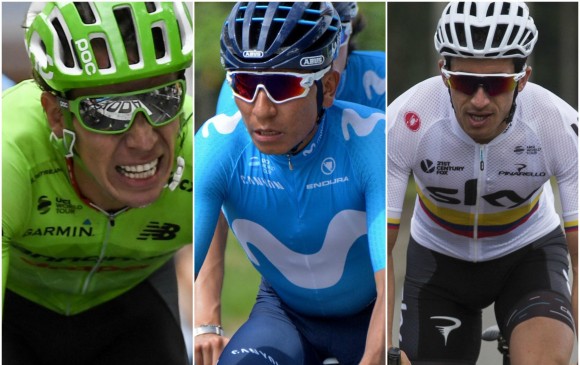 Rigoberto Urán, Nairo Quintana y Sergio Luis Henao son algunos de los favoritos a llevarse el título. FOTOS MANUEL SALDARRIAGA, AFP Y MOVISTAR