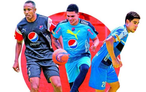 Juan David Valencia, Juan Fernando Quintero y Mauricio Molina, jugadores del DIM. FOTOs JUAN ANTONIO SÁNCHEZ Y MANUEL SALDARRIAGA