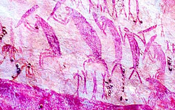 Dibujos en Chiribiquete de hace cerca de 20.000 años, el vestigio más antiguo de humanos en el país. FOTO C. Castaño uribe