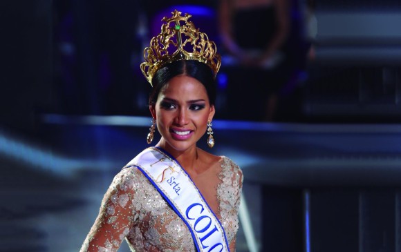 Andrea Tovar, anoche al ser coronada nueva Señorita Colombia. FOTOS Colprensa - EL UNIVERSAL