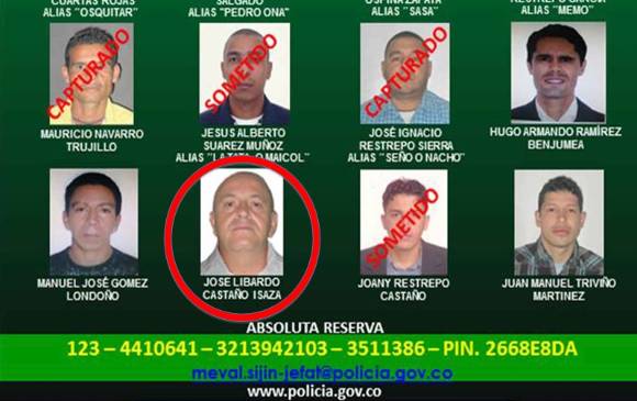 Este es el cartel de los más buscados de la Policía Metropolitana del Valle de Aburrá. FOTO CORTESÍA.