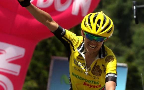 Óscar Rivera, ganador de la histórica primera etapa que termina en el alto de Minas. Coronó gran esfuerzo. 